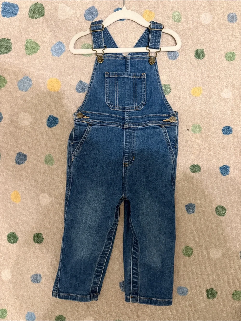 Primary Denim Overalls in Classic Wash, size 18-24 mo